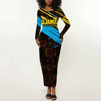 Julius Nyerere Long Sleeve Bodycon Dress Ujamaa African Socialism Text and Bold Striped Pattern - Wonder Print Shop
