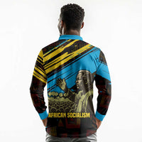 Julius Nyerere Long Sleeve Polo Shirt Ujamaa African Socialism Text and Bold Striped Pattern - Wonder Print Shop