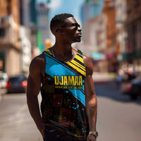 Julius Nyerere Men Tank Top Ujamaa African Socialism Text and Bold Striped Pattern - Wonder Print Shop