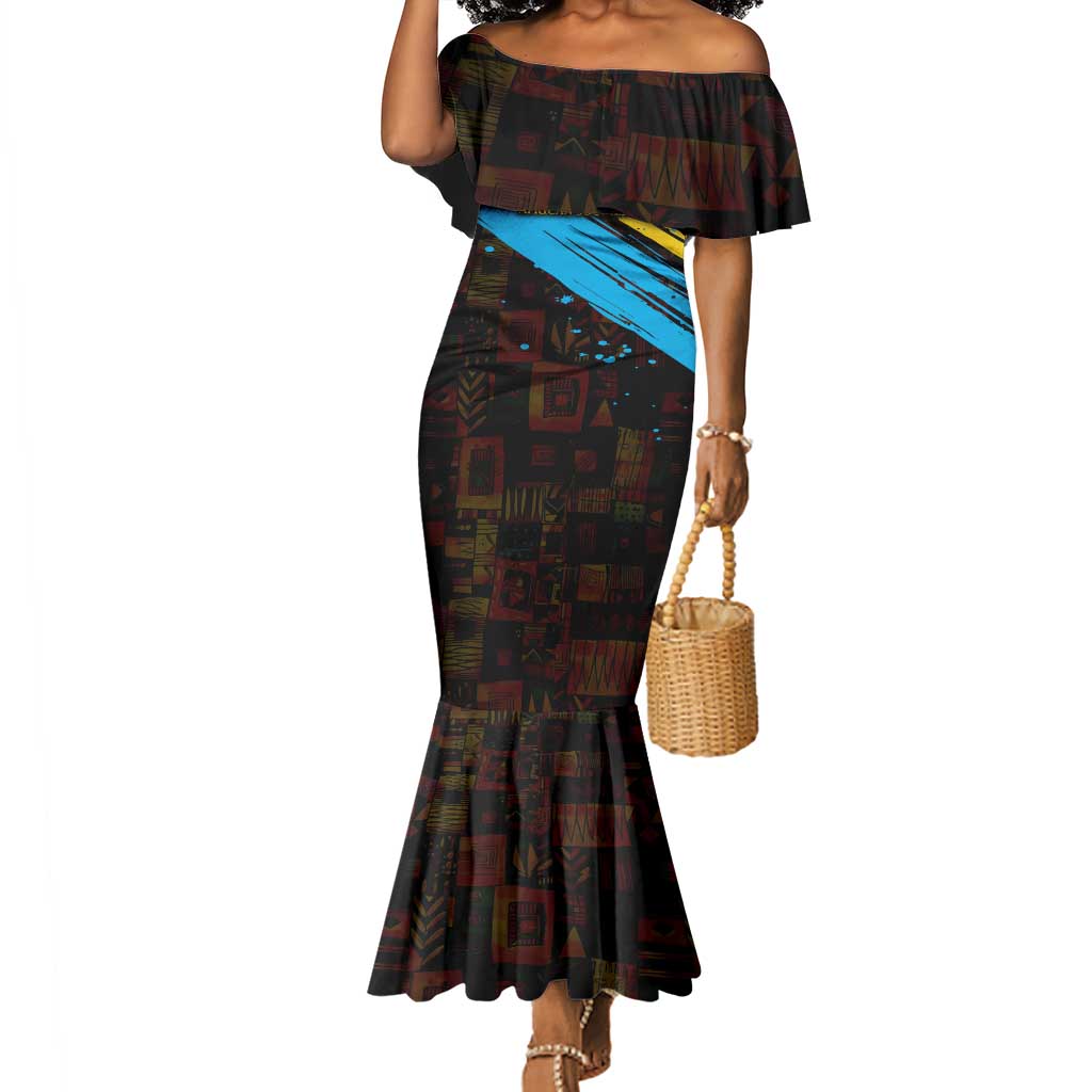 Julius Nyerere Mermaid Dress Ujamaa African Socialism Text and Bold Striped Pattern - Wonder Print Shop