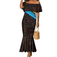 Julius Nyerere Mermaid Dress Ujamaa African Socialism Text and Bold Striped Pattern - Wonder Print Shop