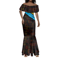 Julius Nyerere Mermaid Dress Ujamaa African Socialism Text and Bold Striped Pattern - Wonder Print Shop