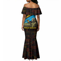 Julius Nyerere Mermaid Dress Ujamaa African Socialism Text and Bold Striped Pattern - Wonder Print Shop