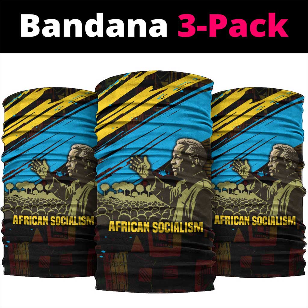 Julius Nyerere Neck Gaiter Ujamaa African Socialism Text and Bold Striped Pattern - Wonder Print Shop