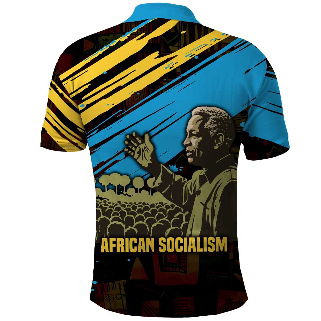 Julius Nyerere Polo Shirt Ujamaa African Socialism Text and Bold Striped Pattern - Wonder Print Shop