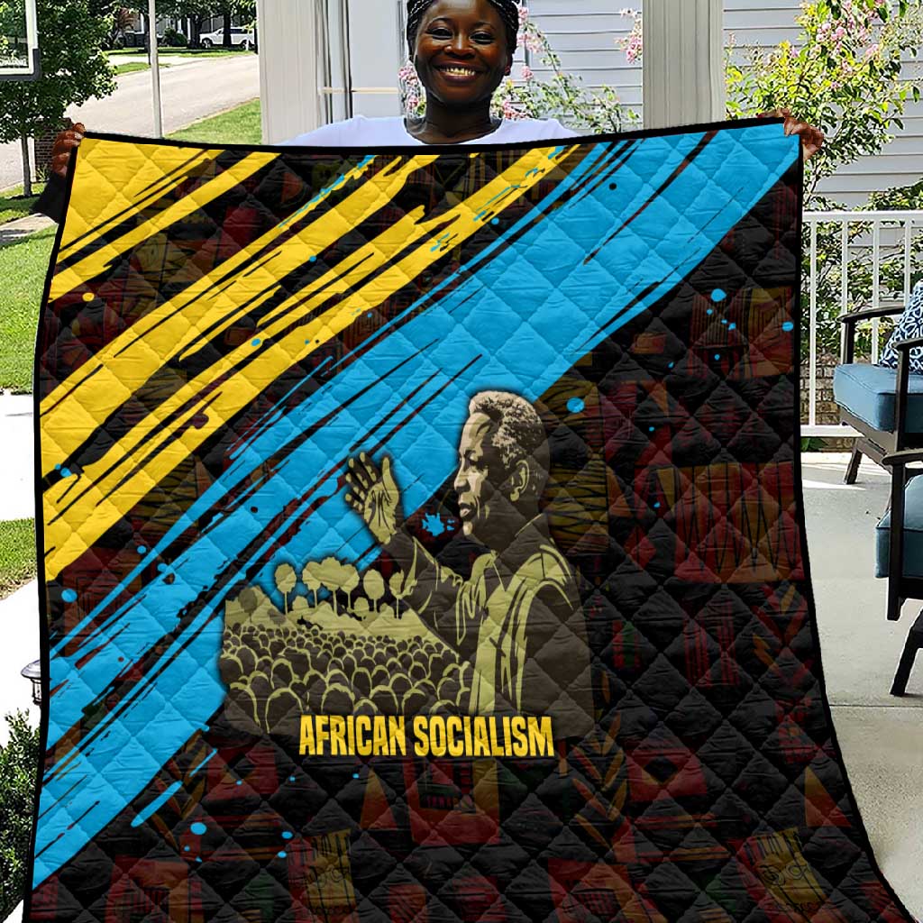 Julius Nyerere Quilt Ujamaa African Socialism Text and Bold Striped Pattern - Wonder Print Shop