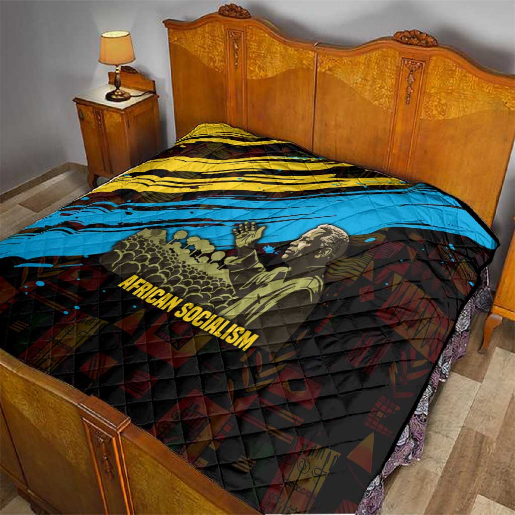 Julius Nyerere Quilt Ujamaa African Socialism Text and Bold Striped Pattern - Wonder Print Shop