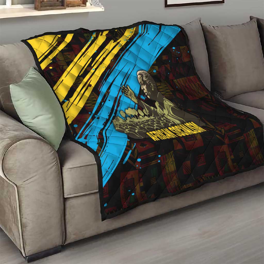 Julius Nyerere Quilt Ujamaa African Socialism Text and Bold Striped Pattern - Wonder Print Shop