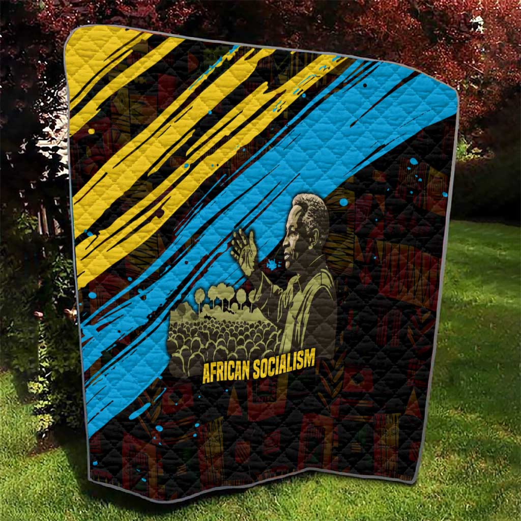 Julius Nyerere Quilt Ujamaa African Socialism Text and Bold Striped Pattern - Wonder Print Shop