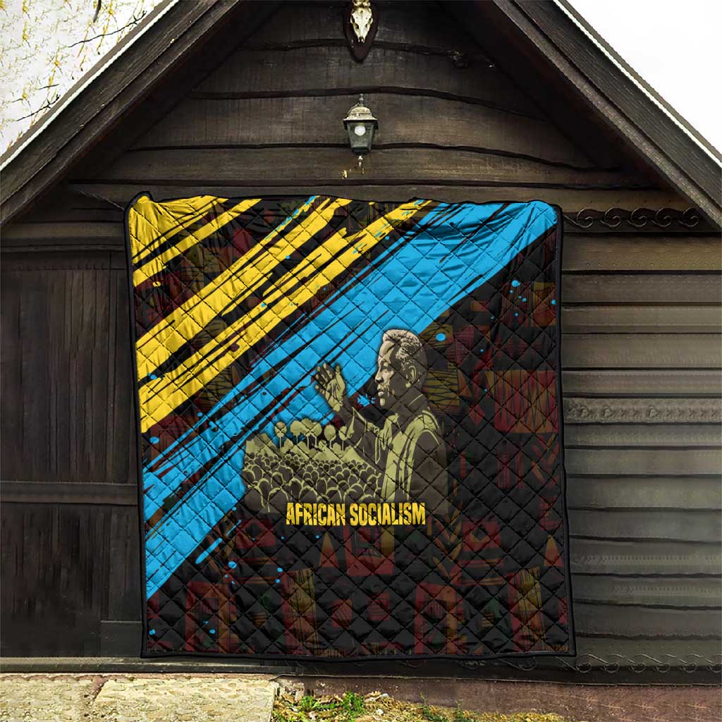Julius Nyerere Quilt Ujamaa African Socialism Text and Bold Striped Pattern - Wonder Print Shop