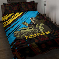 Julius Nyerere Quilt Bed Set Ujamaa African Socialism Text and Bold Striped Pattern - Wonder Print Shop