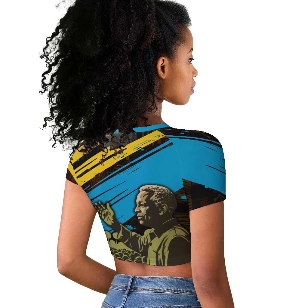 Julius Nyerere Raglan Cropped T shirt Ujamaa African Socialism Text and Bold Striped Pattern - Wonder Print Shop