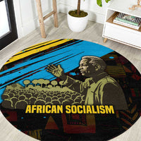 Julius Nyerere Round Carpet Ujamaa African Socialism Text and Bold Striped Pattern - Wonder Print Shop