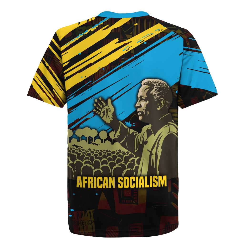 Julius Nyerere Rugby Jersey Ujamaa African Socialism Text and Bold Striped Pattern - Wonder Print Shop