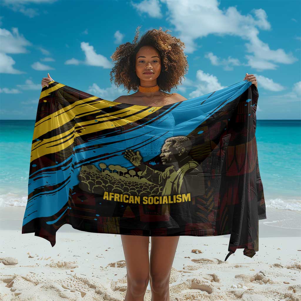 Julius Nyerere Sarong Ujamaa African Socialism Text and Bold Striped Pattern - Wonder Print Shop