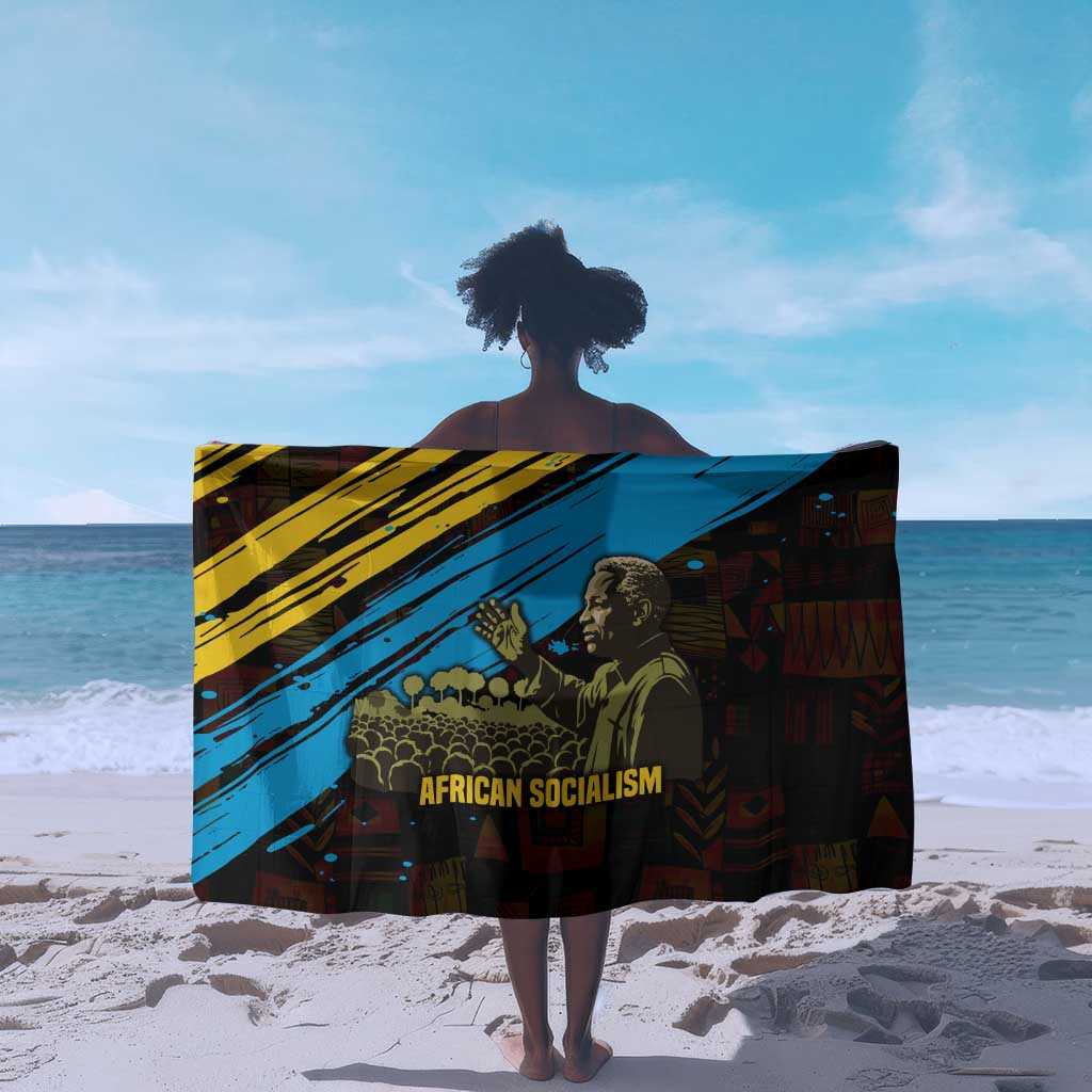 Julius Nyerere Sarong Ujamaa African Socialism Text and Bold Striped Pattern - Wonder Print Shop