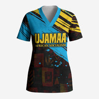 Julius Nyerere Scrub Top Ujamaa African Socialism Text and Bold Striped Pattern - Wonder Print Shop