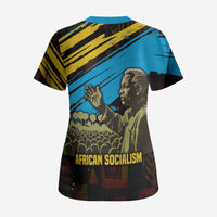 Julius Nyerere Scrub Top Ujamaa African Socialism Text and Bold Striped Pattern - Wonder Print Shop