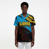 Julius Nyerere Scrub Top Ujamaa African Socialism Text and Bold Striped Pattern - Wonder Print Shop