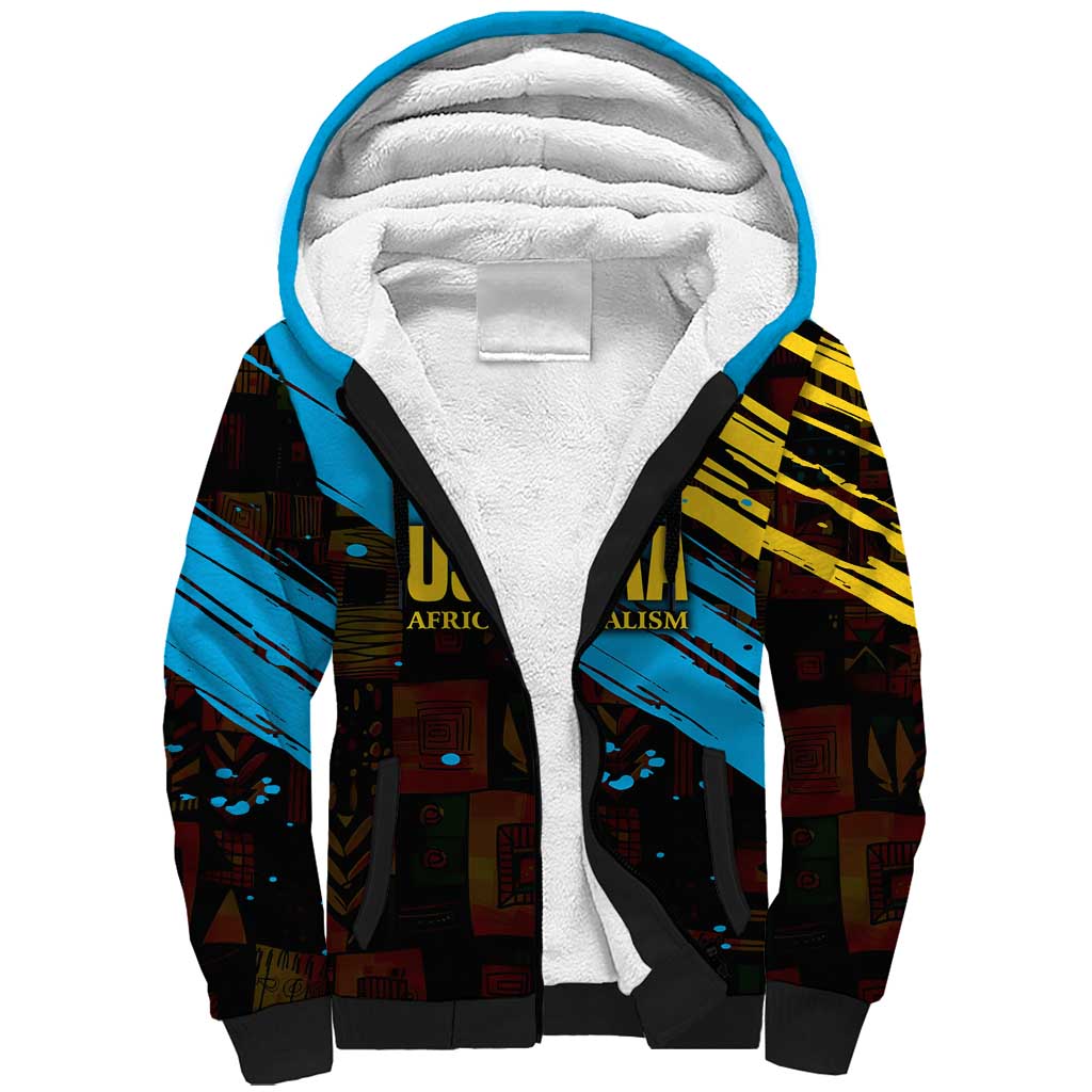 Julius Nyerere Sherpa Hoodie Ujamaa African Socialism Text and Bold Striped Pattern - Wonder Print Shop