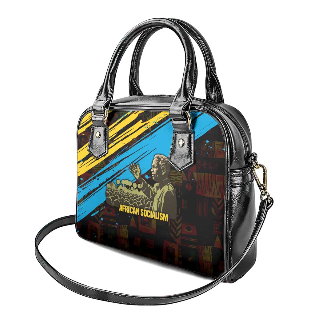 Julius Nyerere Shoulder Handbag Ujamaa African Socialism Text and Bold Striped Pattern - Wonder Print Shop