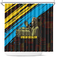 Julius Nyerere Shower Curtain Ujamaa African Socialism Text and Bold Striped Pattern - Wonder Print Shop