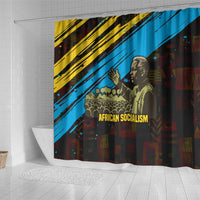 Julius Nyerere Shower Curtain Ujamaa African Socialism Text and Bold Striped Pattern - Wonder Print Shop