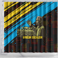 Julius Nyerere Shower Curtain Ujamaa African Socialism Text and Bold Striped Pattern - Wonder Print Shop