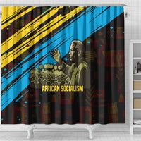 Julius Nyerere Shower Curtain Ujamaa African Socialism Text and Bold Striped Pattern - Wonder Print Shop