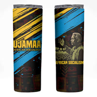 Julius Nyerere Skinny Tumbler Ujamaa African Socialism Text and Bold Striped Pattern - Wonder Print Shop