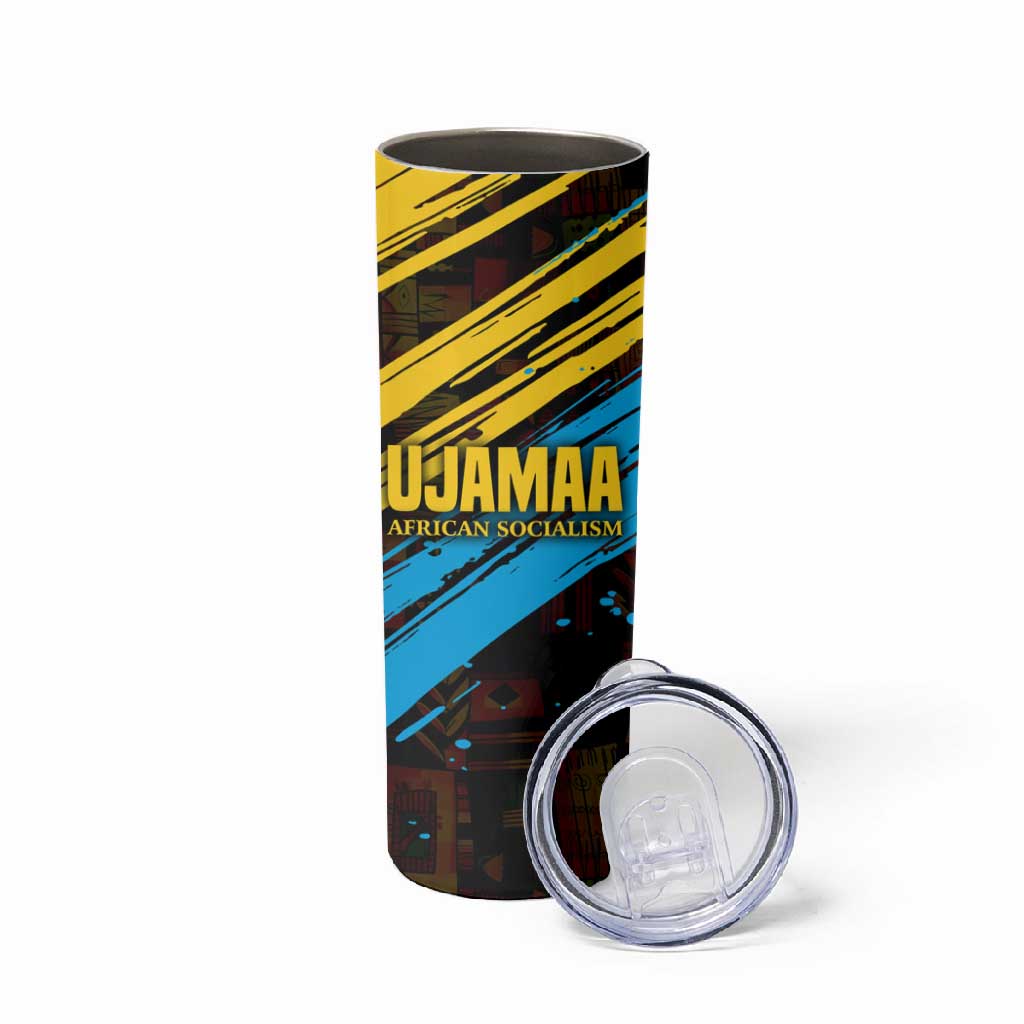 Julius Nyerere Skinny Tumbler Ujamaa African Socialism Text and Bold Striped Pattern - Wonder Print Shop