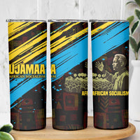 Julius Nyerere Skinny Tumbler Ujamaa African Socialism Text and Bold Striped Pattern - Wonder Print Shop