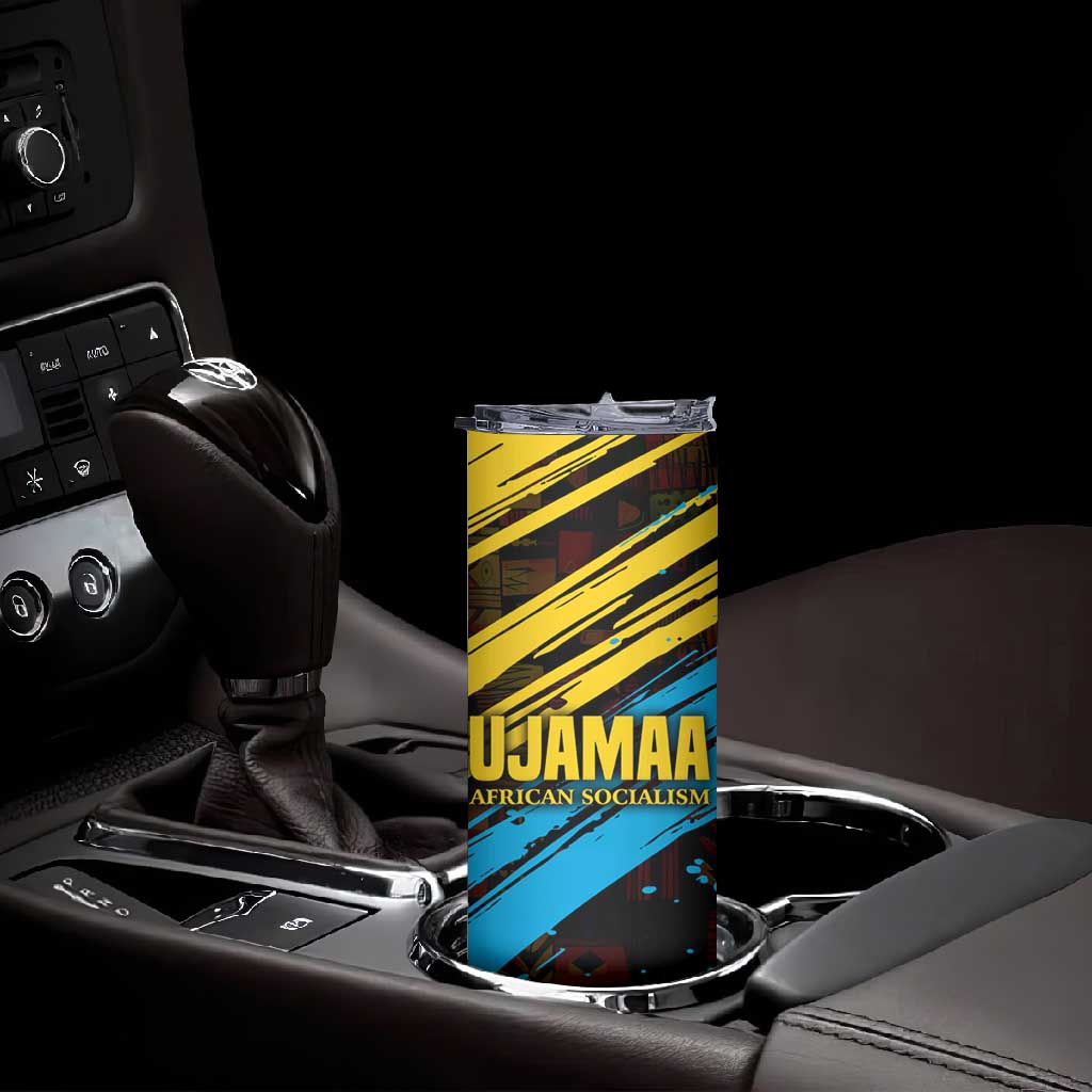 Julius Nyerere Skinny Tumbler Ujamaa African Socialism Text and Bold Striped Pattern - Wonder Print Shop