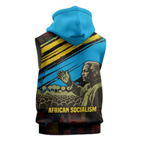 Julius Nyerere Sleeveless Hoodie Ujamaa African Socialism Text and Bold Striped Pattern - Wonder Print Shop