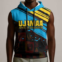 Julius Nyerere Sleeveless Hoodie Ujamaa African Socialism Text and Bold Striped Pattern - Wonder Print Shop
