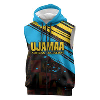 Julius Nyerere Sleeveless Zip Hoodie Ujamaa African Socialism Text and Bold Striped Pattern - Wonder Print Shop