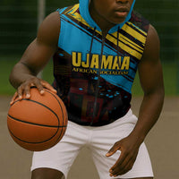 Julius Nyerere Sleeveless Zip Hoodie Ujamaa African Socialism Text and Bold Striped Pattern - Wonder Print Shop