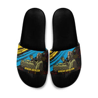 Julius Nyerere Slide Sandals Ujamaa African Socialism Text and Bold Striped Pattern - Wonder Print Shop