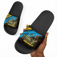 Julius Nyerere Slide Sandals Ujamaa African Socialism Text and Bold Striped Pattern - Wonder Print Shop