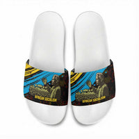 Julius Nyerere Slide Sandals Ujamaa African Socialism Text and Bold Striped Pattern - Wonder Print Shop