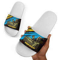 Julius Nyerere Slide Sandals Ujamaa African Socialism Text and Bold Striped Pattern - Wonder Print Shop