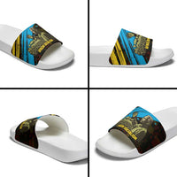 Julius Nyerere Slide Sandals Ujamaa African Socialism Text and Bold Striped Pattern - Wonder Print Shop