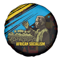 Julius Nyerere Spare Tire Cover Ujamaa African Socialism Text and Bold Striped Pattern - Wonder Print Shop