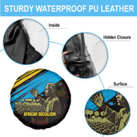 Julius Nyerere Spare Tire Cover Ujamaa African Socialism Text and Bold Striped Pattern - Wonder Print Shop