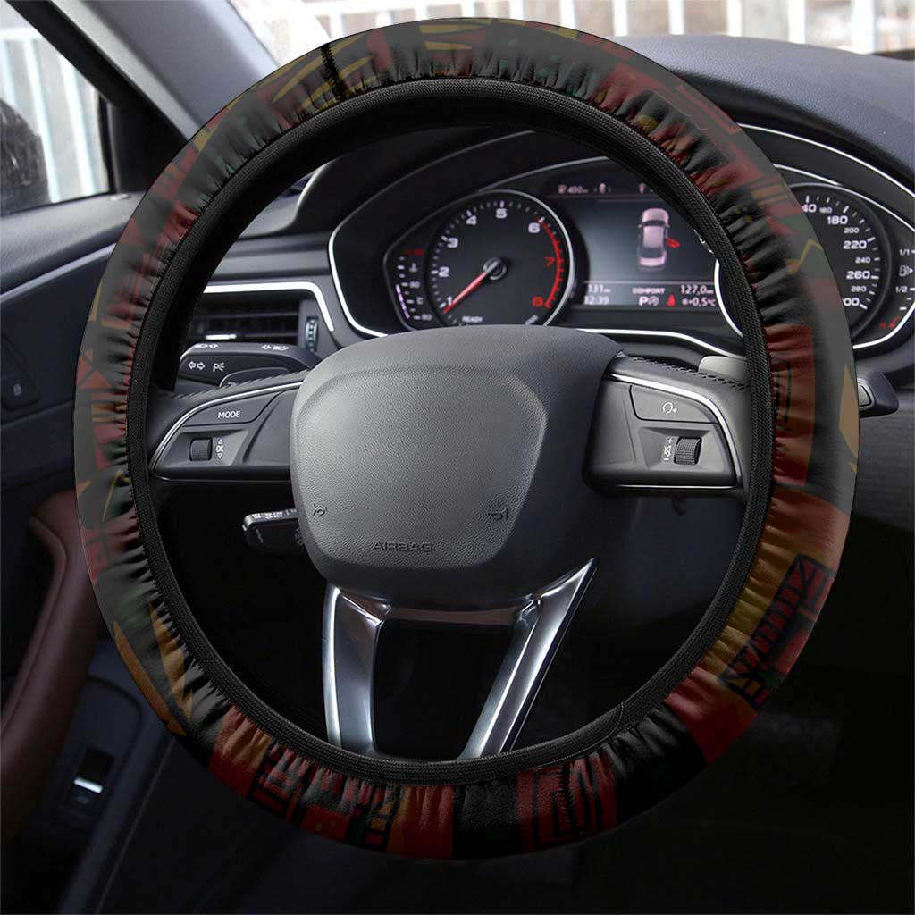 Julius Nyerere Steering Wheel Cover Ujamaa African Socialism Text and Bold Striped Pattern - Wonder Print Shop