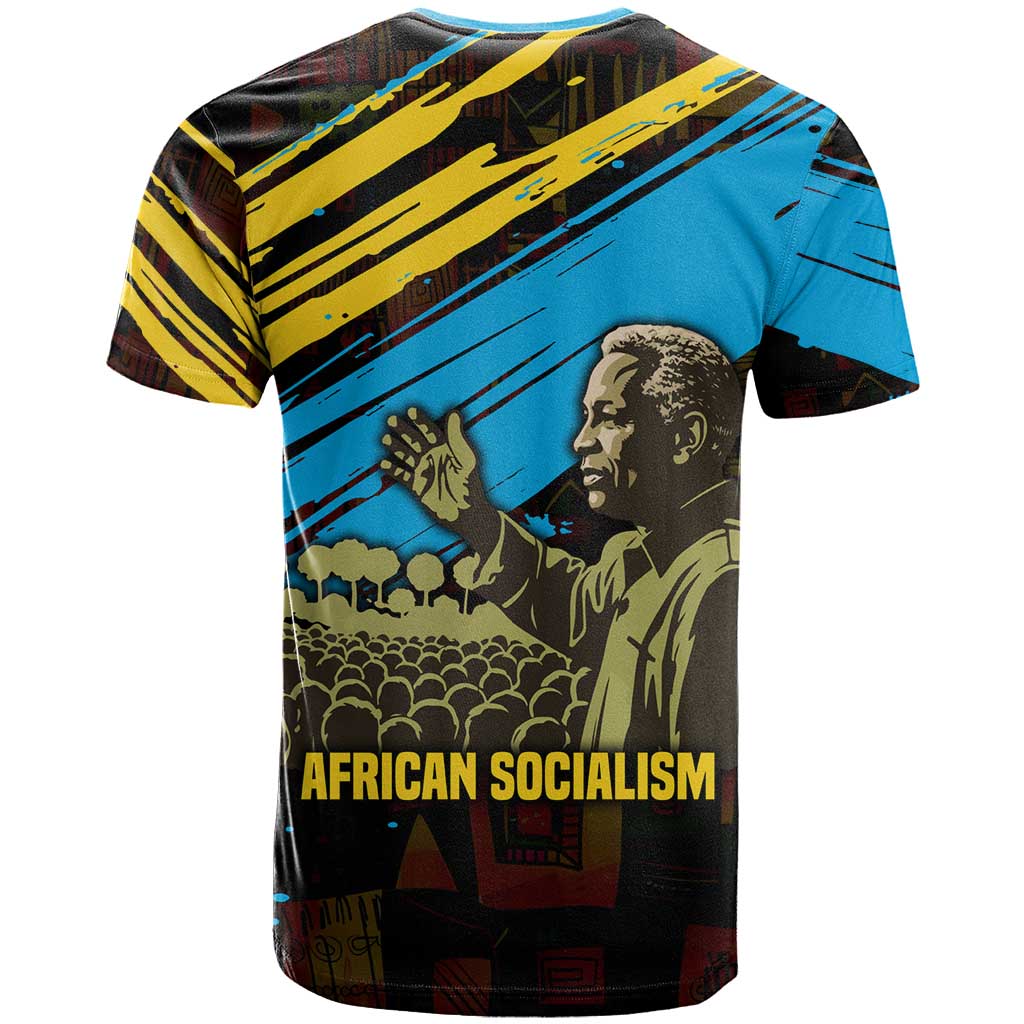 Julius Nyerere T shirt Ujamaa African Socialism Text and Bold Striped Pattern - Wonder Print Shop