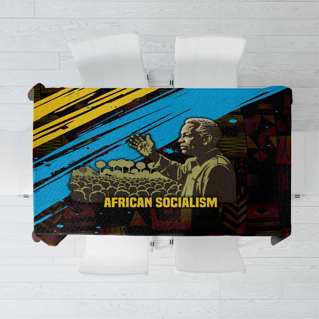 Julius Nyerere Tablecloth Ujamaa African Socialism Text and Bold Striped Pattern - Wonder Print Shop