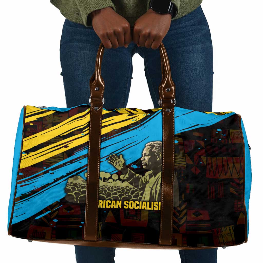 Julius Nyerere Travel Bag Ujamaa African Socialism Text and Bold Striped Pattern - Wonder Print Shop