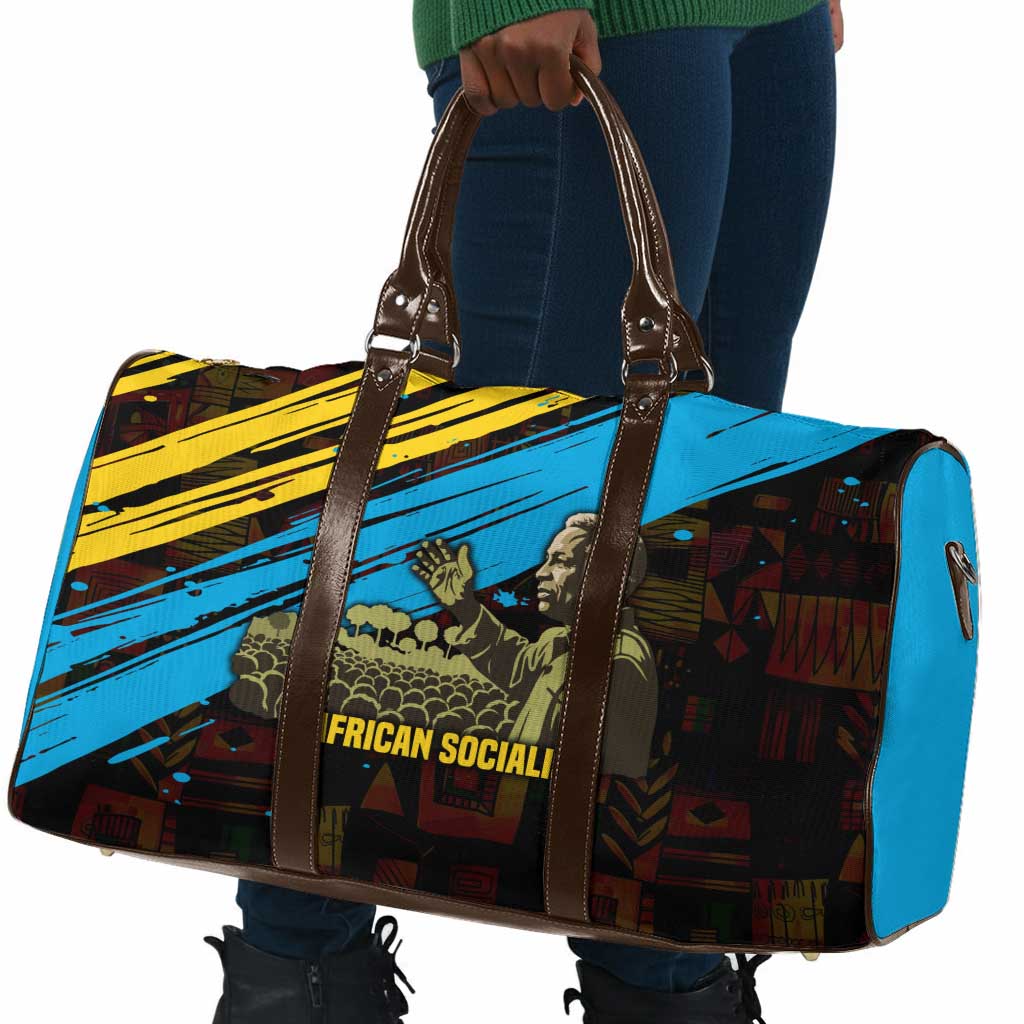 Julius Nyerere Travel Bag Ujamaa African Socialism Text and Bold Striped Pattern - Wonder Print Shop