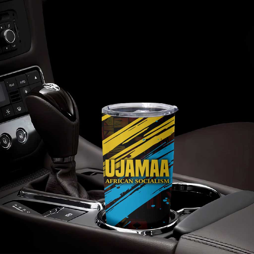Julius Nyerere Tumbler Cup Ujamaa African Socialism Text and Bold Striped Pattern - Wonder Print Shop